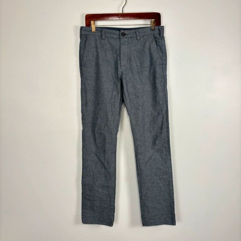 Bullhead Dillon Skinny Chino Pants Mens 30x32 Gray Chambray Cotton Flat Front